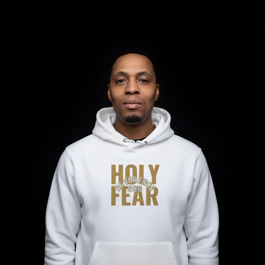 RG Holy Fear Ivory-Gold Embroidered Organic Hoodie