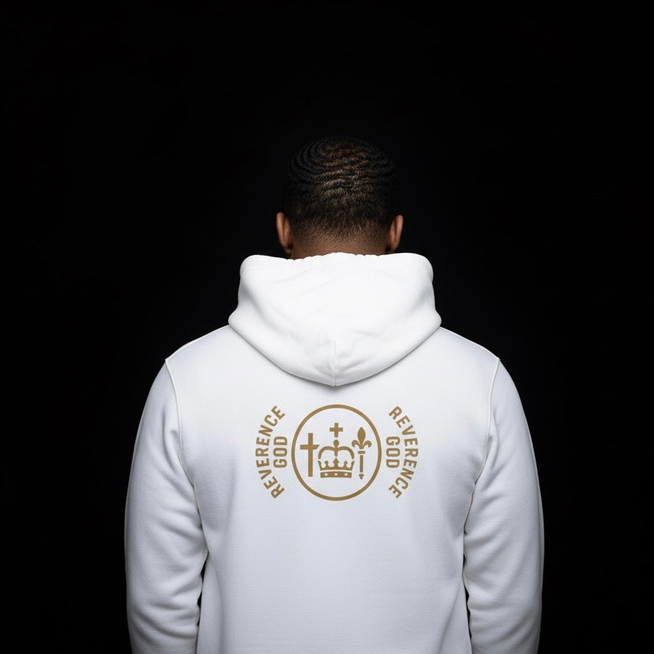 RG Holy Fear Ivory-Gold Embroidered Organic Hoodie